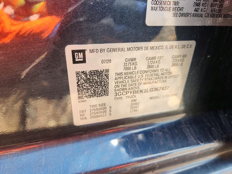 Продаж на аукціоні авто 2020 Chevrolet Silverado, vin: 3GCPYBEK1LG367437, номер лоту: 60607646