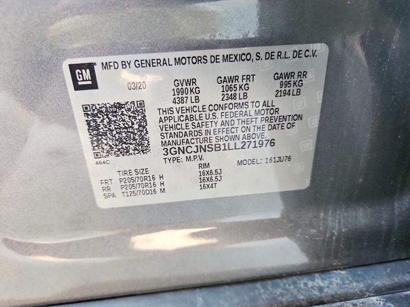 Продажа на аукционе авто 2020 Chevrolet Trax, vin: 3GNCJNSB1LL271976, номер лота: 61861666