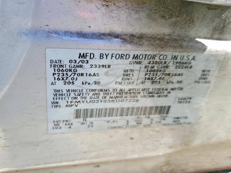Aukcja sprzedaży 2003 Ford Escape, vin: 1FMYU03133KD07226, numer aukcji: 63412976