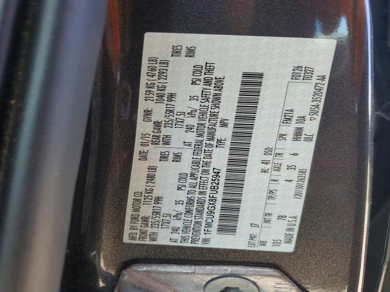 Продаж на аукціоні авто 2015 Ford Escape, vin: 1FMCU9GX8FUB25947, номер лоту: 62160806