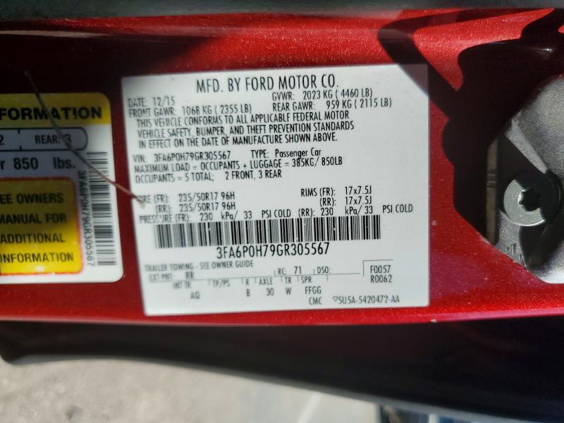 Продажа на аукционе авто 2016 Ford Fusion, vin: 3FA6P0H79GR305567, номер лота: 60174206