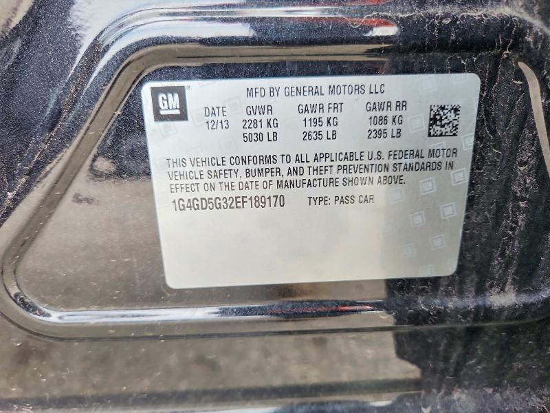 2014 Buick Lacrosse მანქანა იყიდება აუქციონზე, vin: 1G4GD5G32EF189170, აუქციონის ნომერი: 60548516