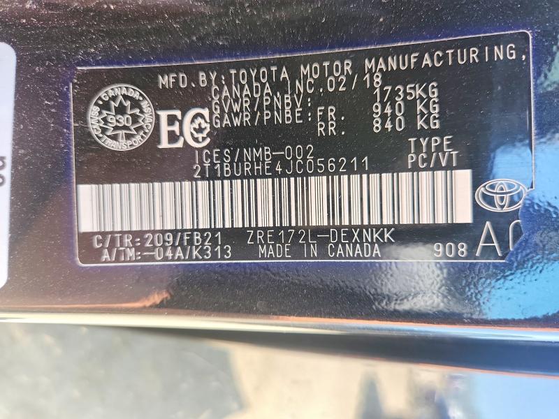 Продажа на аукционе авто 2018 Toyota Corolla, vin: 2T1BURHE4JC056211, номер лота: 60495416