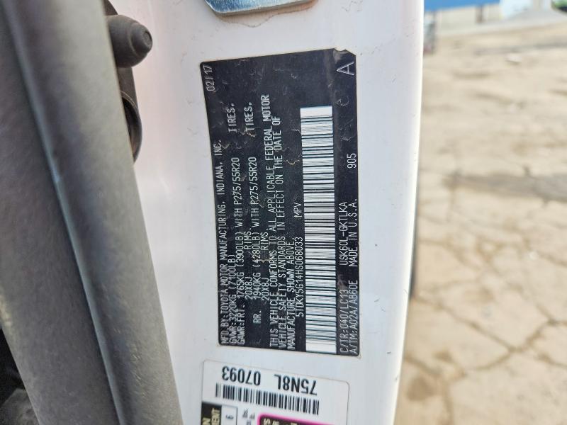 Продаж на аукціоні авто 2017 Toyota Sequoia, vin: 5TDKY5G14HS068033, номер лоту: 60426986