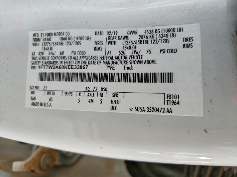 Aukcja sprzedaży 2019 Ford F250, vin: 1FT7W2A60KEE33867, numer aukcji: 59330666