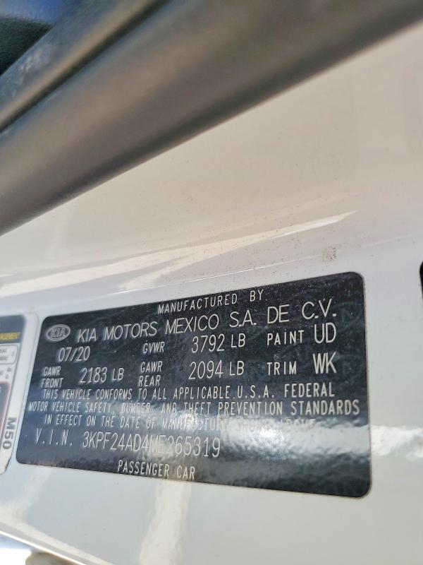 2021 Kia Forte მანქანა იყიდება აუქციონზე, vin: 3KPF24AD4ME265319, აუქციონის ნომერი: 61084196