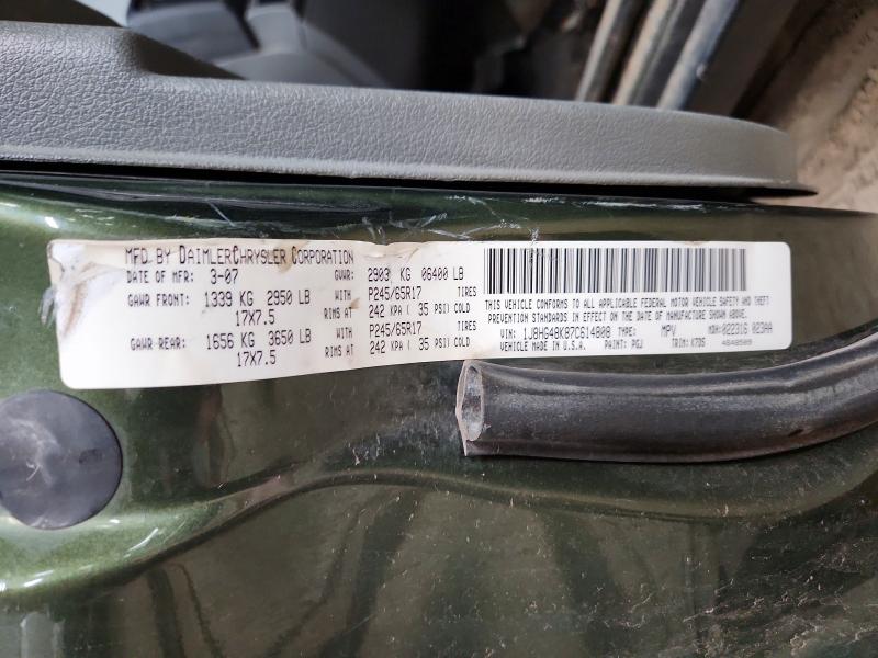 59598586 :رقم المزاد ، 1J8HG48K87C614808 vin ، 2007 Jeep Commander مزاد بيع