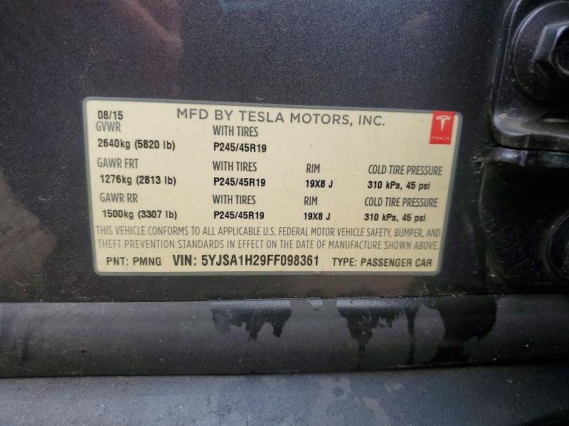 Продажа на аукционе авто 2015 Tesla Model S, vin: 5YJSA1H29FF098361, номер лота: 60857736