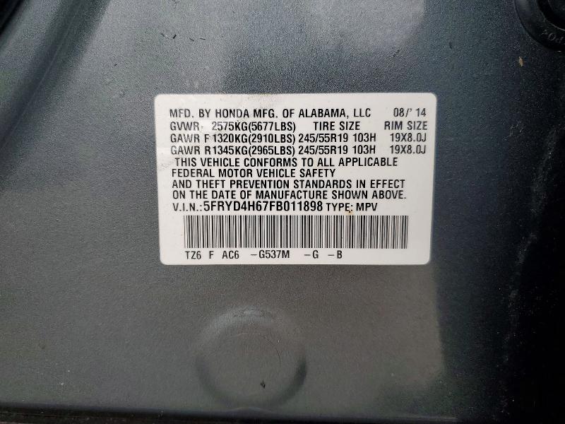 Продаж на аукціоні авто 2015 Acura Mdx, vin: 5FRYD4H67FB011898, номер лоту: 60682866