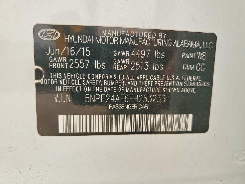 2015 Hyundai Sonata მანქანა იყიდება აუქციონზე, vin: 5NPE24AF6FH253233, აუქციონის ნომერი: 61145376
