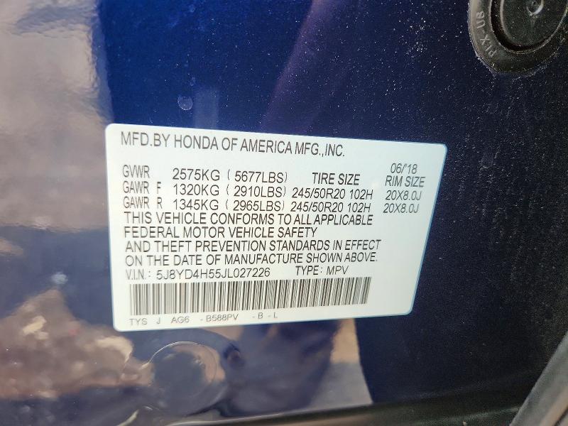 Aukcja sprzedaży 2018 Acura Mdx, vin: 5J8YD4H55JL027226, numer aukcji: 62635746