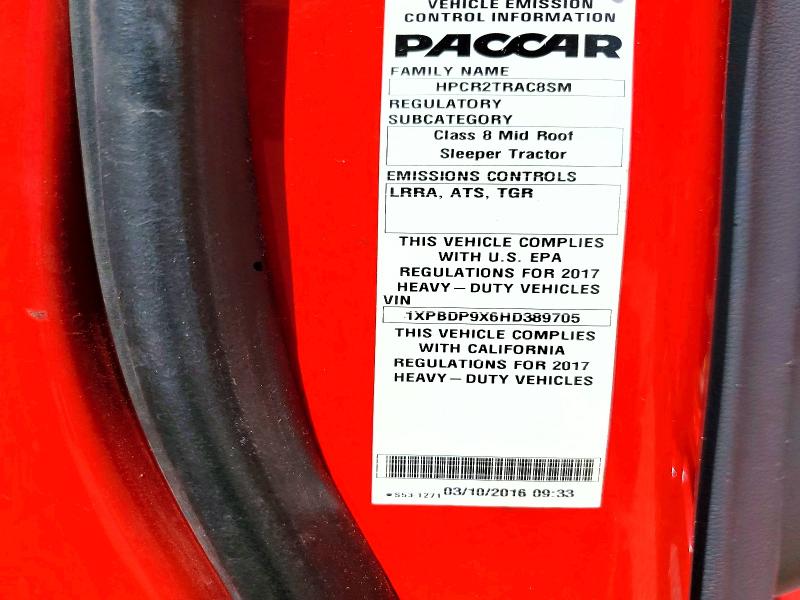 2017 Peterbilt 579 მანქანა იყიდება აუქციონზე, vin: 1XPBDP9X6HD389705, აუქციონის ნომერი: 61718626