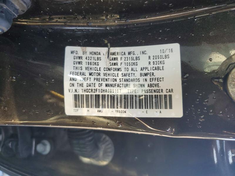 Auction sale of the 2017 Honda Accord, vin: 1HGCR2F10HA085167, lot number: 61613766
