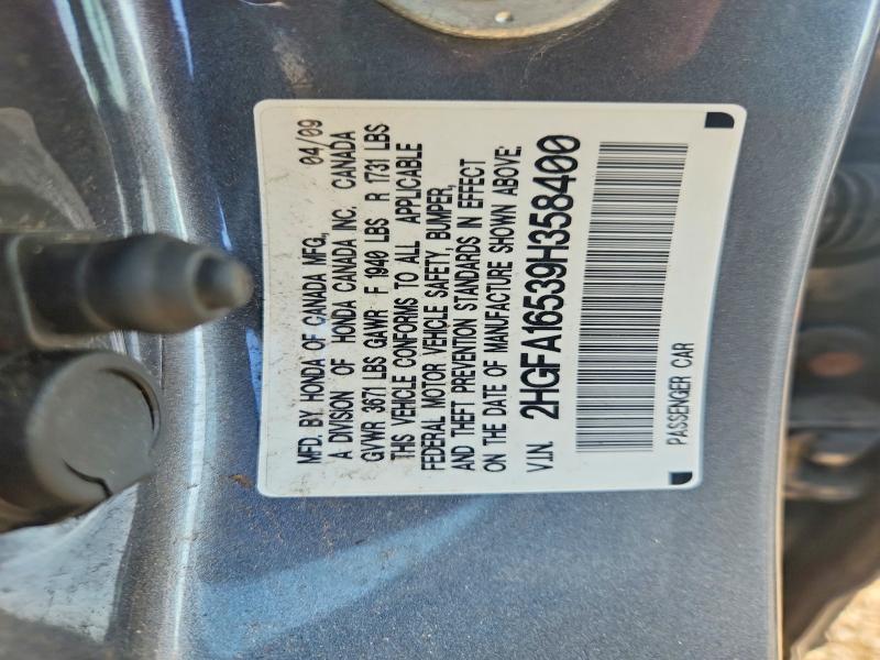 Продаж на аукціоні авто 2009 Honda Civic, vin: 2HGFA16539H358400, номер лоту: 62217926