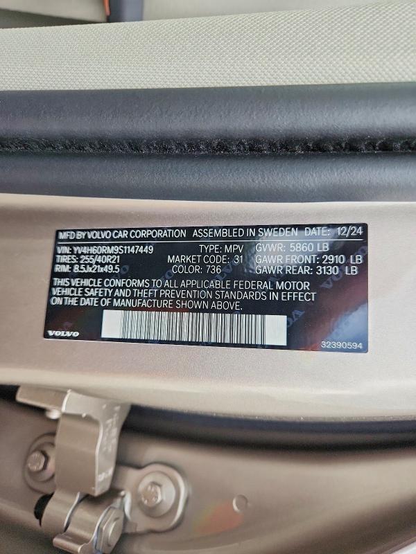 Aukcja sprzedaży 2025 Volvo Xc60, vin: YV4H60RM9S1147449, numer aukcji: 61298086