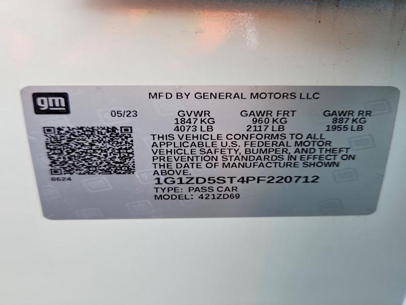 61428916 :رقم المزاد ، 1G1ZD5ST4PF220712 vin ، 2023 Chevrolet Malibu مزاد بيع