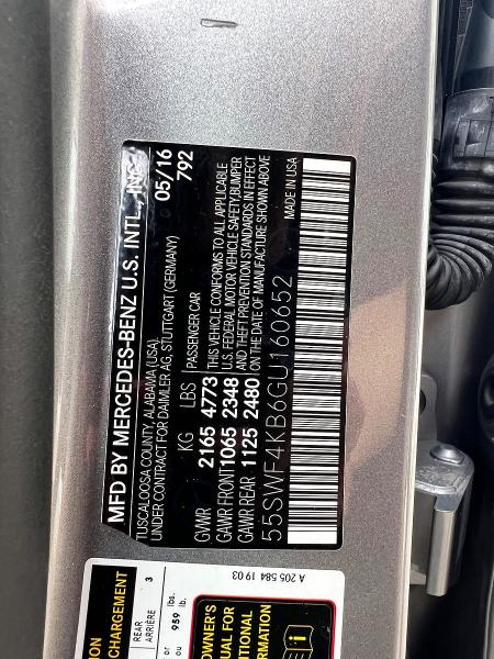 Aukcja sprzedaży 2016 Mercedes-benz C, vin: 55SWF4KB6GU160652, numer aukcji: 60414906