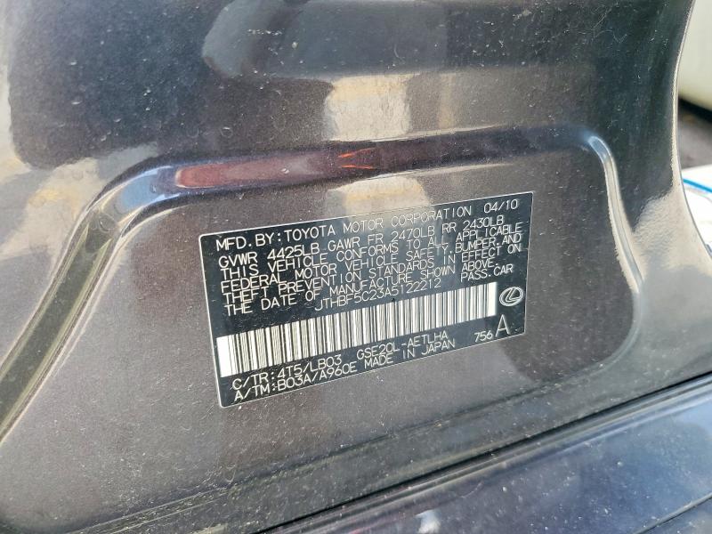 Продаж на аукціоні авто 2010 Lexus Is, vin: JTHBF5C23A5122212, номер лоту: 60004736