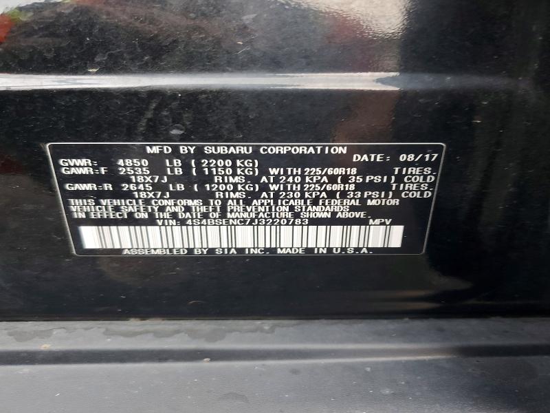 2018 Subaru Outback მანქანა იყიდება აუქციონზე, vin: 4S4BSENC7J3220783, აუქციონის ნომერი: 61981446