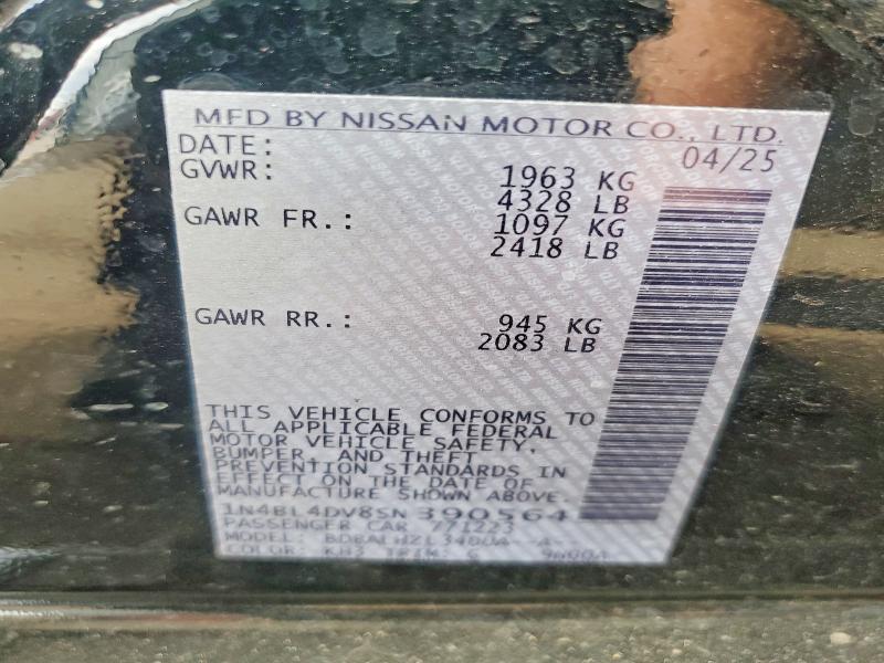 Продажа на аукционе авто 2025 Nissan Altima, vin: 1N4BL4DV8SN390564, номер лота: 63167706