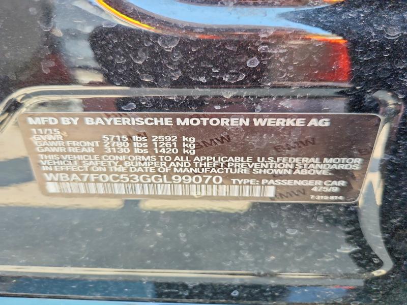 Продаж на аукціоні авто 2016 Bmw 750, vin: WBA7F0C53GGL99070, номер лоту: 63327826