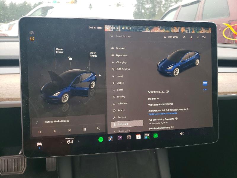 58634656 :رقم المزاد ، 5YJ3E1EA6NF303797 vin ، 2022 Tesla Model 3 مزاد بيع