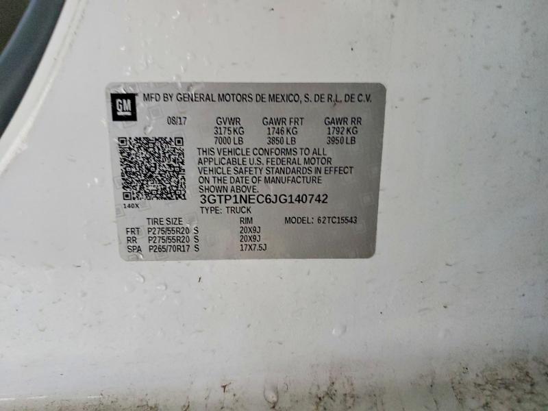 Aukcja sprzedaży 2018 Gmc Sierra, vin: 3GTP1NEC6JG140742, numer aukcji: 60834846