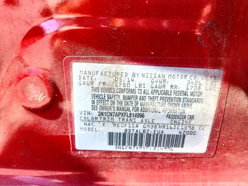 Продажа на аукционе авто 2015 Nissan Versa, vin: 3N1CN7APXFL814996, номер лота: 62430536