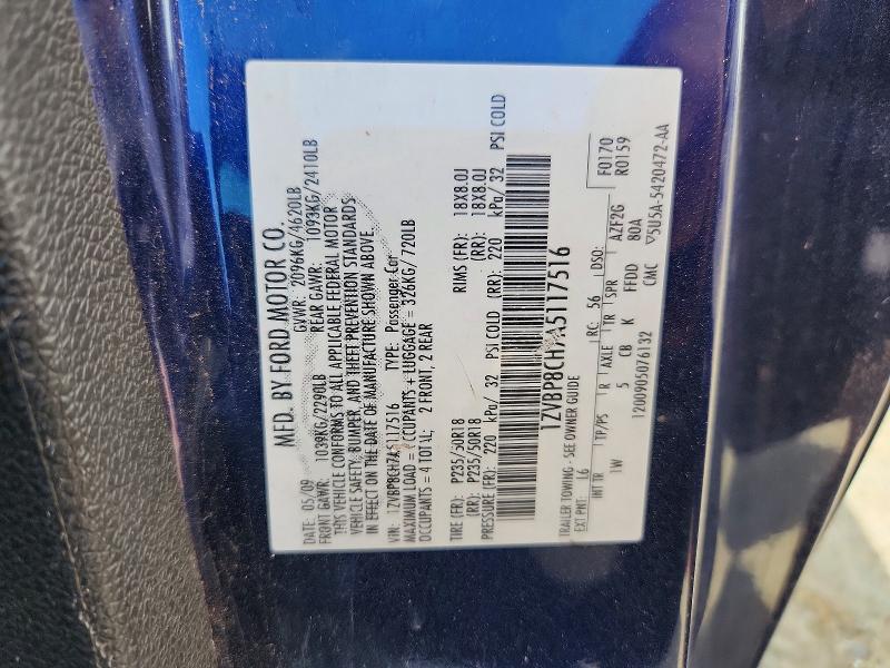 61435646 :رقم المزاد ، 1ZVBP8CH7A5117516 vin ، 2010 Ford Mustang مزاد بيع