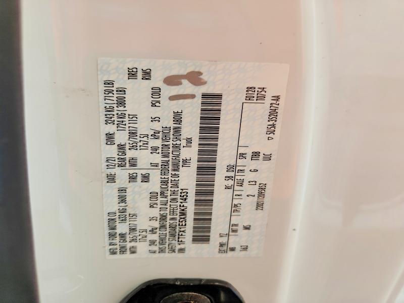 62121676 :رقم المزاد ، 1FTFX1E5XMKF14531 vin ، 2021 Ford F150 مزاد بيع