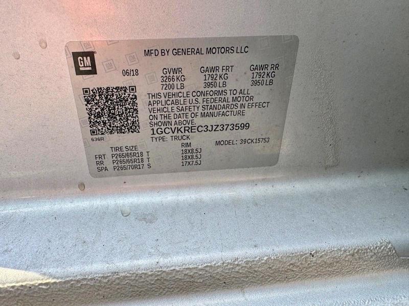 Продаж на аукціоні авто 2018 Chevrolet Silverado, vin: 1GCVKREC3JZ373599, номер лоту: 61524916