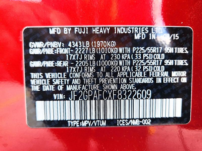 61499616 :رقم المزاد ، JF2GPAFCXF8322609 vin ، 2015 Subaru Xv Crosstrek مزاد بيع