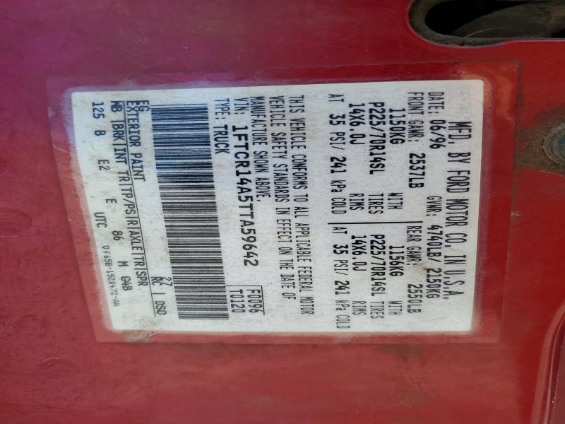 Продажа на аукционе авто 1996 Ford Ranger, vin: 1FTCR14A5TTA59642, номер лота: 59087786