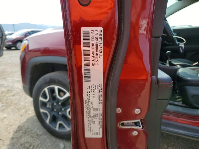 61700366 :رقم المزاد ، 3C4NJDDBXMT552278 vin ، 2021 Jeep Compass مزاد بيع