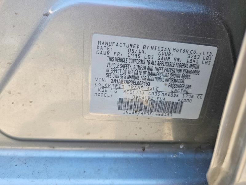 61404276 :رقم المزاد ، 3N1AB7AP9EL668153 vin ، 2014 Nissan Sentra مزاد بيع