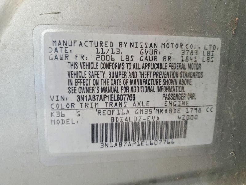 Продаж на аукціоні авто 2014 Nissan Sentra, vin: 3N1AB7AP1EL607766, номер лоту: 62283076