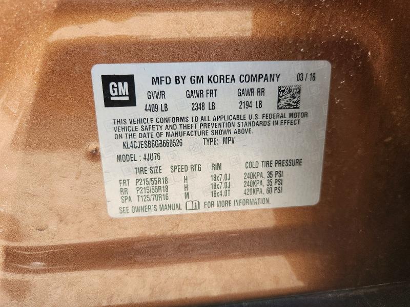 62335776 :رقم المزاد ، KL4CJESB6GB660526 vin ، 2016 Buick Encore مزاد بيع