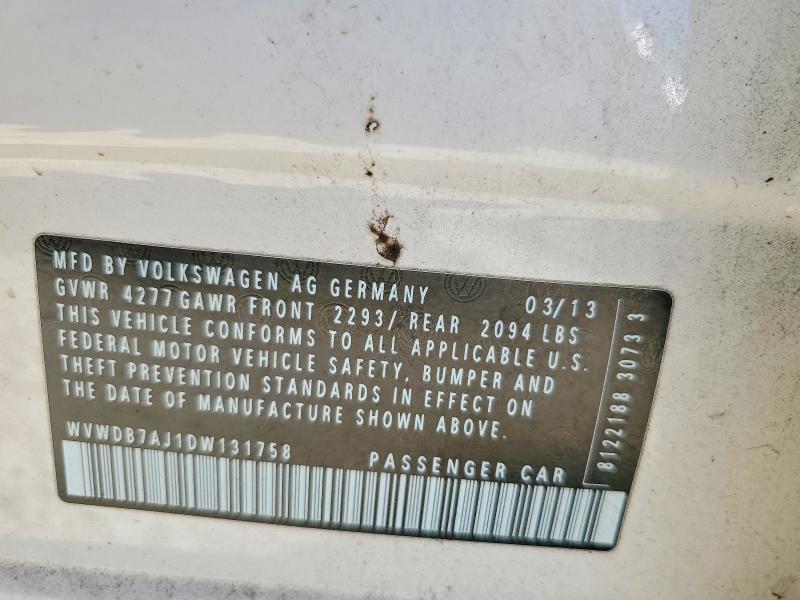 62086066 :رقم المزاد ، WVWDB7AJ1DW131758 vin ، 2013 Volkswagen Golf مزاد بيع