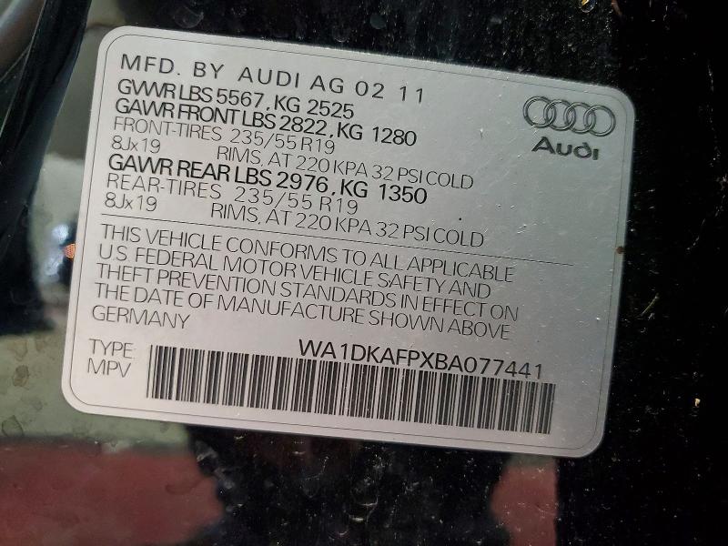 Продажа на аукционе авто 2011 Audi Q5, vin: WA1DKAFPXBA077441, номер лота: 62651996