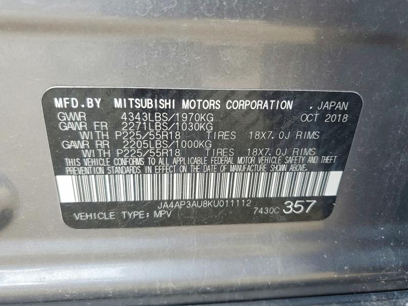 Продаж на аукціоні авто 2019 Mitsubishi Outlander Sport, vin: JA4AP3AU8KU011112, номер лоту: 60423726