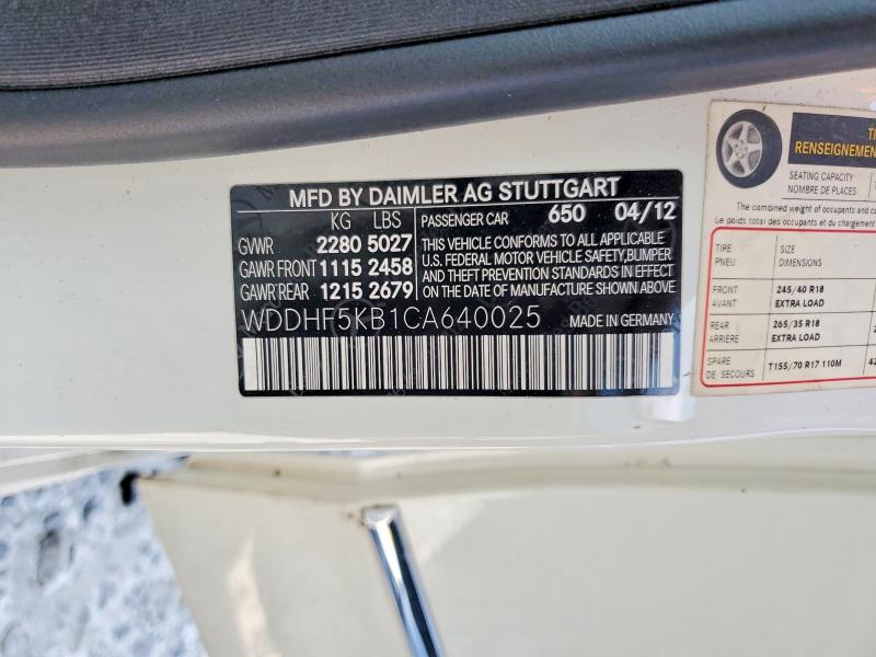 2012 Mercedes-benz E მანქანა იყიდება აუქციონზე, vin: WDDHF5KB1CA640025, აუქციონის ნომერი: 63225466