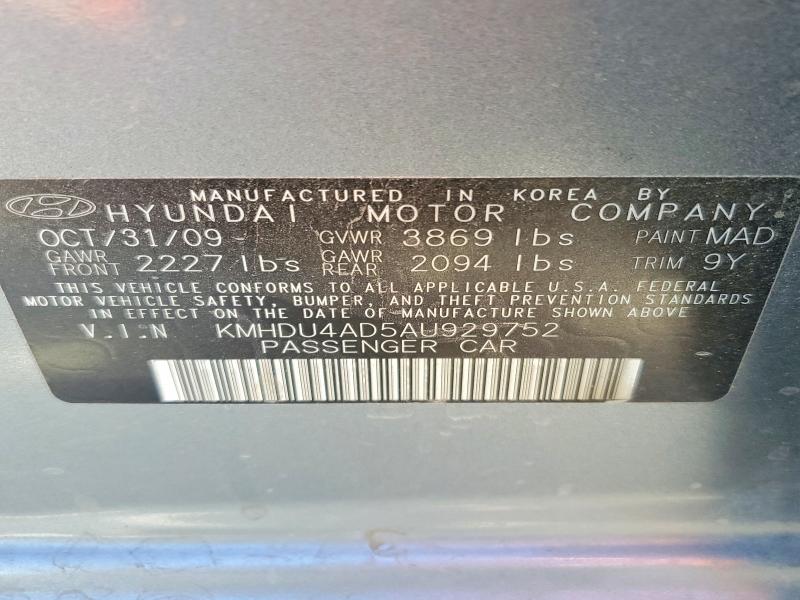 Продаж на аукціоні авто 2010 Hyundai Elantra, vin: KMHDU4AD5AU929752, номер лоту: 60201866