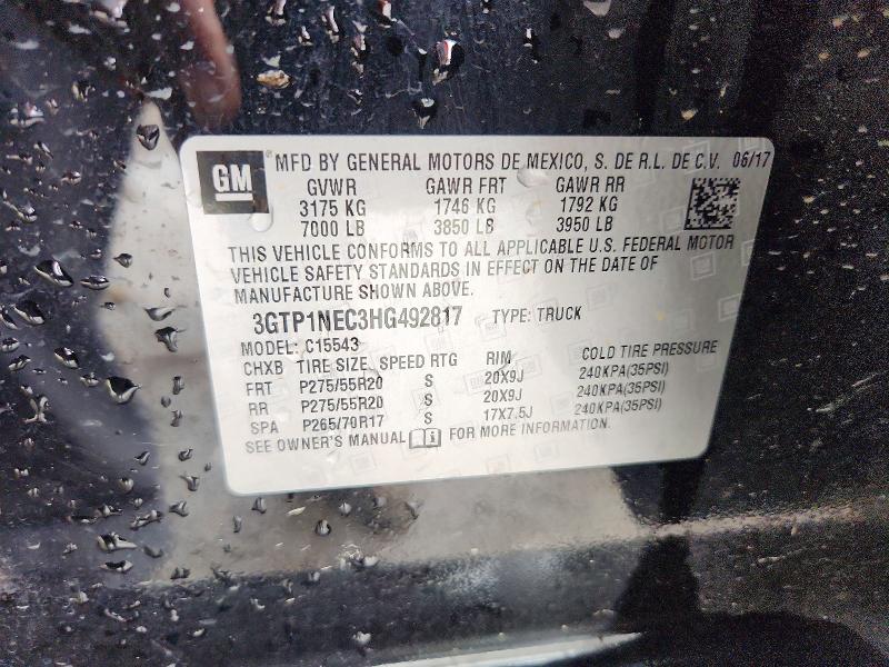 Aukcja sprzedaży 2017 Gmc Sierra, vin: 3GTP1NEC3HG492817, numer aukcji: 60666826