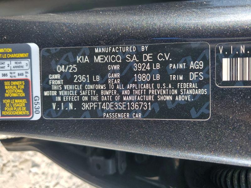 Продажа на аукционе авто 2025 Kia K4, vin: 3KPFT4DE3SE136731, номер лота: 61375416