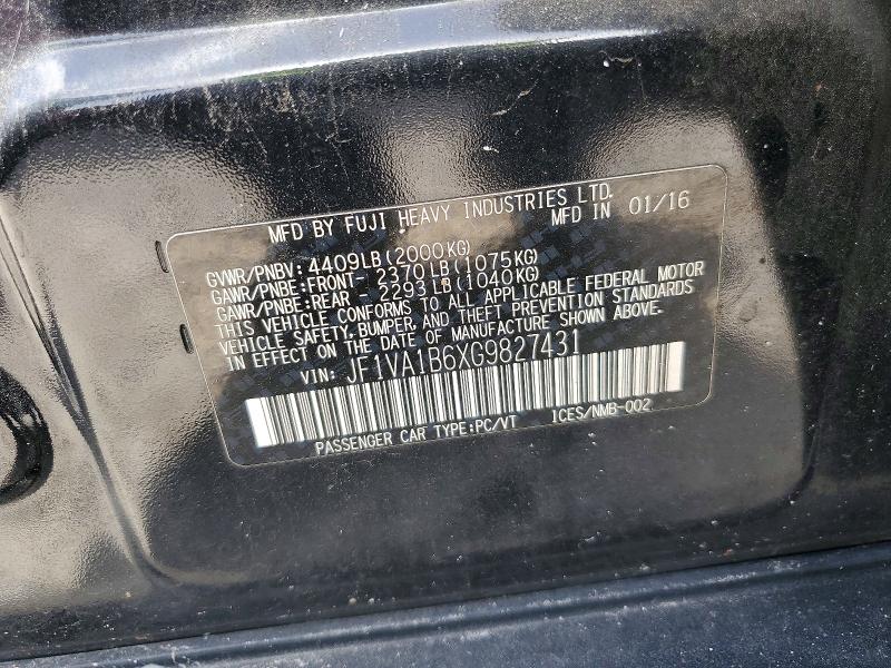 Aukcja sprzedaży 2016 Subaru Wrx, vin: JF1VA1B6XG9827431, numer aukcji: 60784746