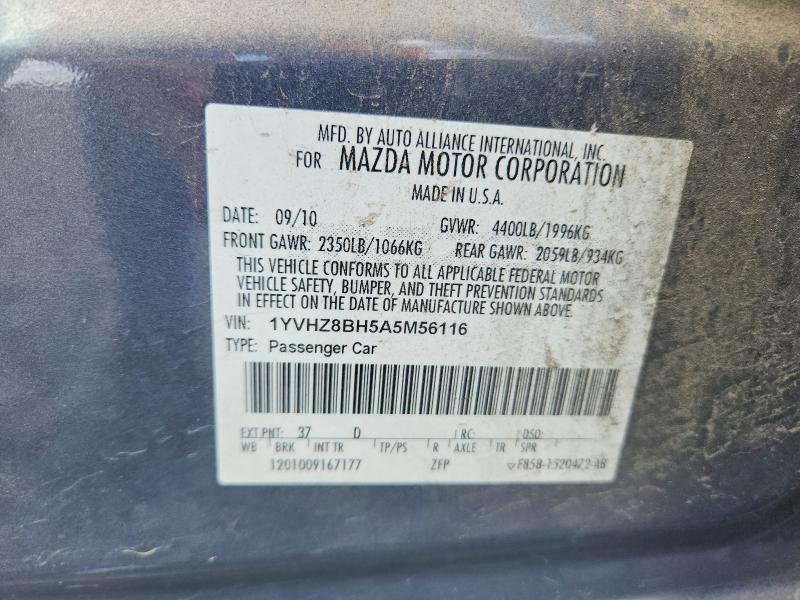 Aukcja sprzedaży 2010 Mazda 6, vin: 1YVHZ8BH5A5M56116, numer aukcji: 62947626
