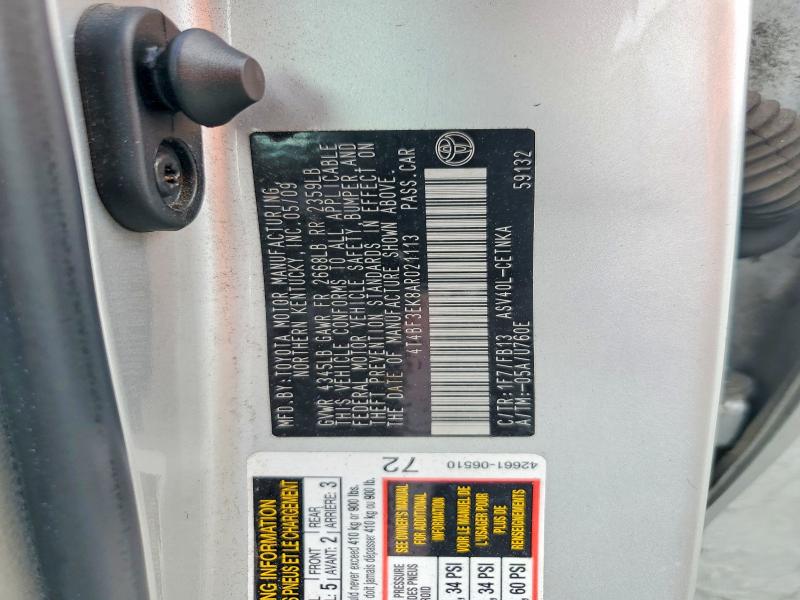 60704706 :رقم المزاد ، 4T4BF3EK8AR021113 vin ، 2010 Toyota Camry مزاد بيع