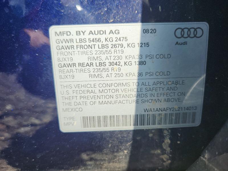 Продажа на аукционе авто 2020 Audi Q5, vin: WA1ANAFY2L2114013, номер лота: 61683916