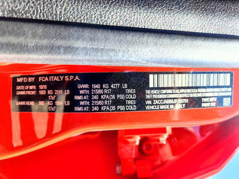 Auction sale of the 2018 Jeep Renegade, vin: ZACCJABB6JPJ59791, lot number: 61021316