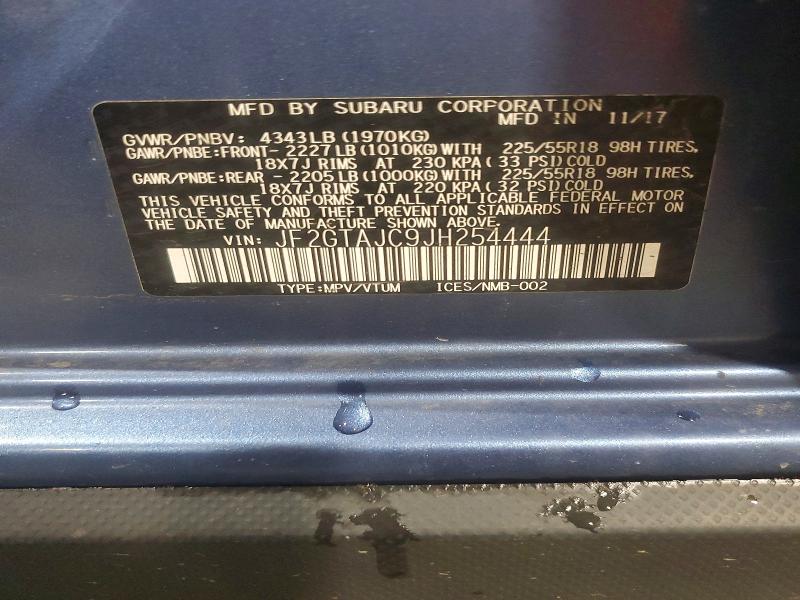 61702896 :رقم المزاد ، JF2GTAJC9JH254444 vin ، 2018 Subaru Crosstrek مزاد بيع